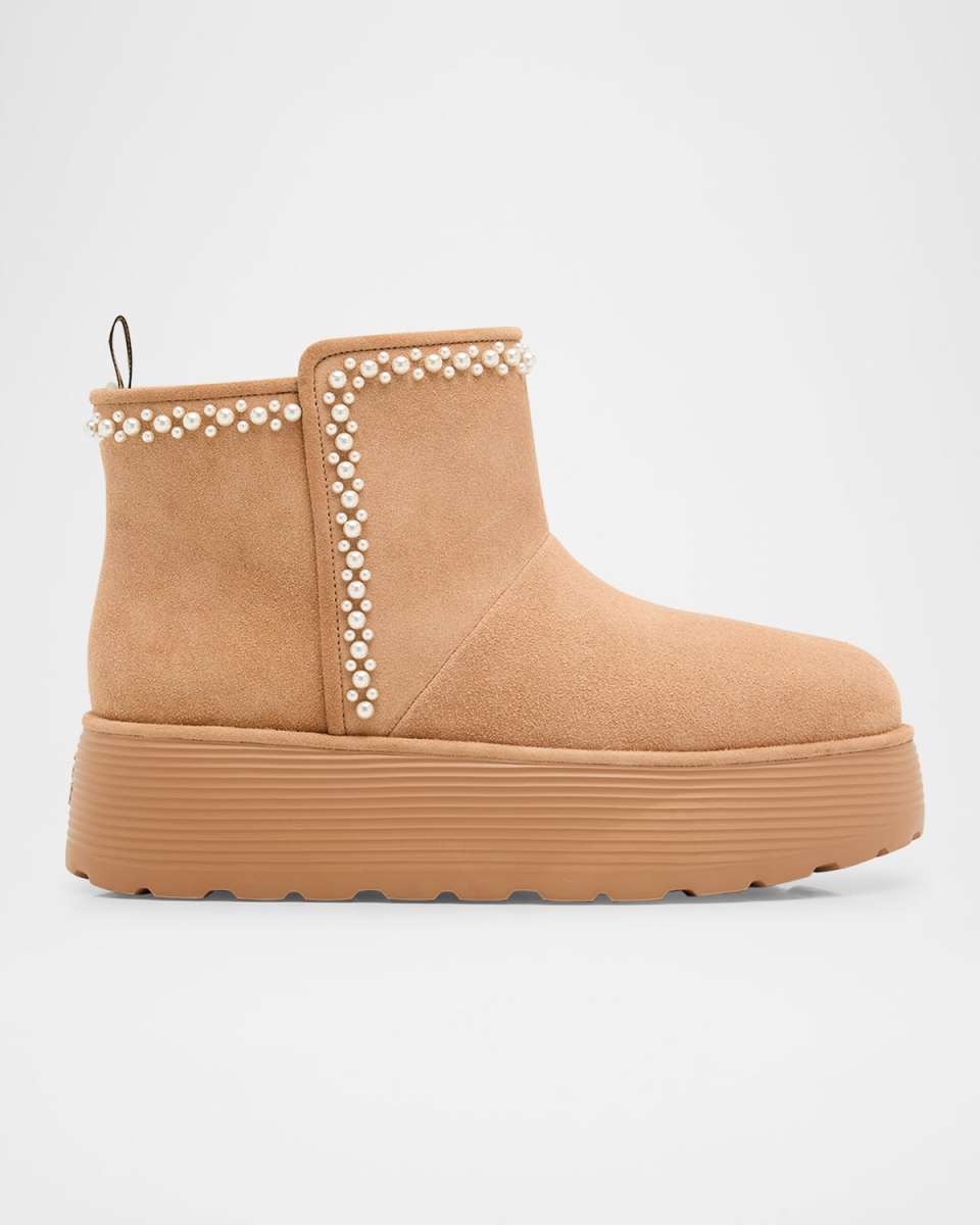 Nellie Pearly Suede Flatform Winter Booties